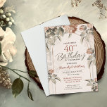 Beautiful Boho Floral 40th Birthday or Custom Age Invitation<br><div class="desc">Invite with intention. This softly boho birthday invitation features delicate watercolor florals in earthy tones of rust, sage, and beige, all gracefully framed by a minimalist arch. The sample showcases a 40th birthday, but every detail—from age to name to venue—is fully customizable. Just click “Personalize this Template” to tailor it...</div>