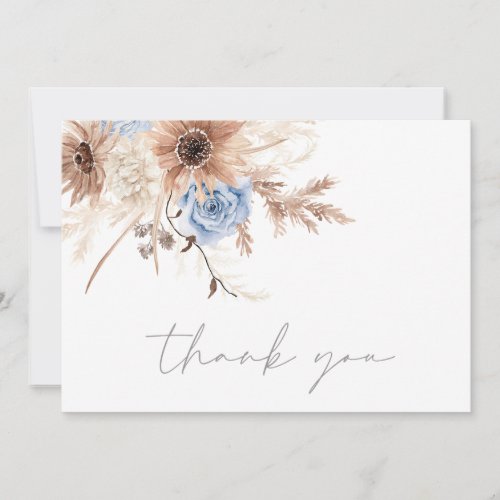 Beautiful Boho Floral All Seasons Wedding Thank You Card