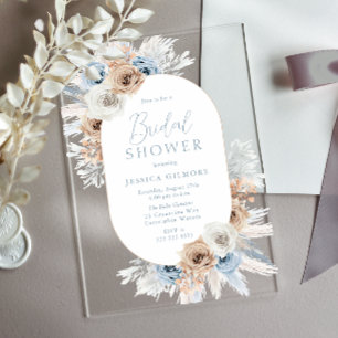 Beautiful Boho Floral Bridal Shower Acrylic Invitations
