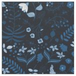 Beautiful Boho Floral Classic Blues Fabric