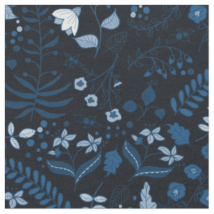 Beautiful Boho Floral Classic Blues Fabric