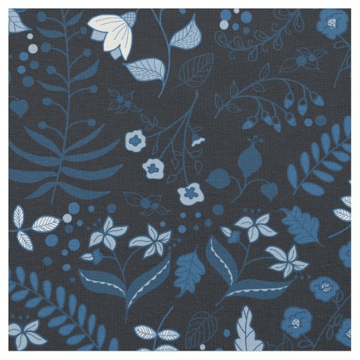 Beautiful Boho Floral Classic Blues Fabric