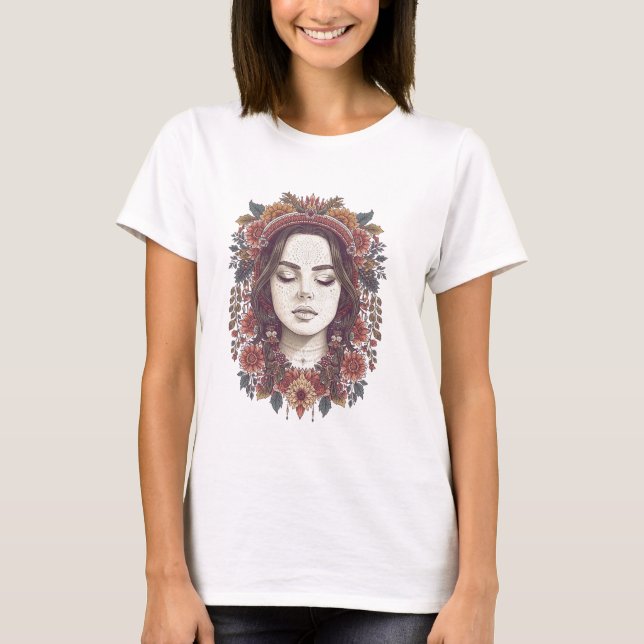 Beautiful Boho Floral Girl T-Shirt  (Front)