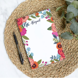 Beautiful Boho Flowers - Custom Name Post-it Notes
