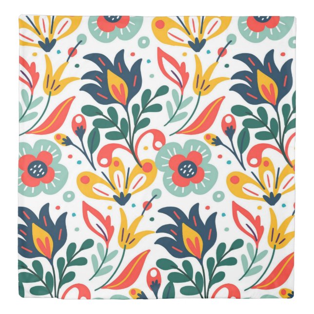 Beautiful Boho Flowers Duvet Cover (Front)