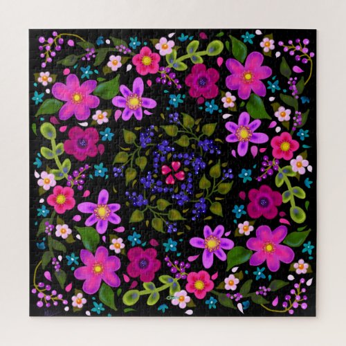 Beautiful Boho Flowers Jigsaw Puzzle