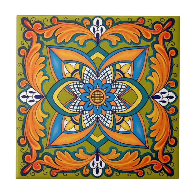 Beautiful Boho Italian Tile (Front)