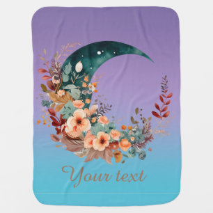 Beautiful boho moon personalized baby blanket