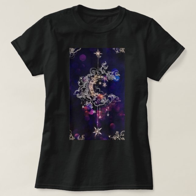 Beautiful Boho Moon Stars Blue Purple Women's T-Shirt (Design Front)
