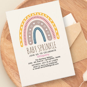 Beautiful Boho Multicolor Watercolor Rainbow Invitation