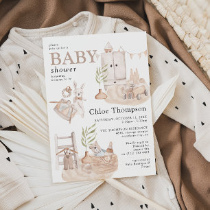 Beautiful Boho Nursery Boy Baby Shower Invitation