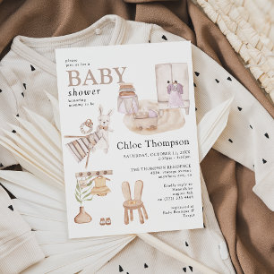 Beautiful Boho Nursery Girl Baby Shower Invitation