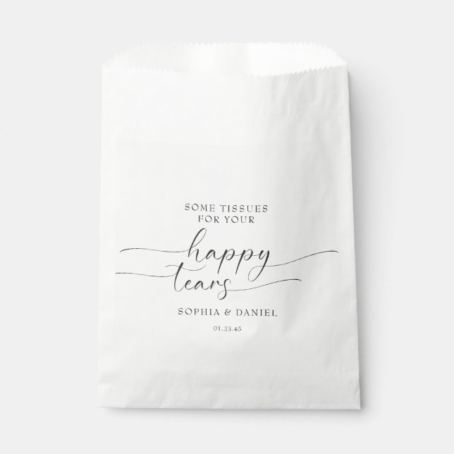 Beautiful Boho Personalized Wedding Tissue Pack Favor Bag (Front)