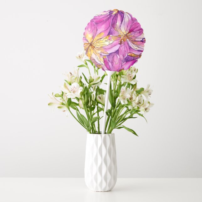 Beautiful Boho Pink and Gold Floral Pattern Balloon (Vase)