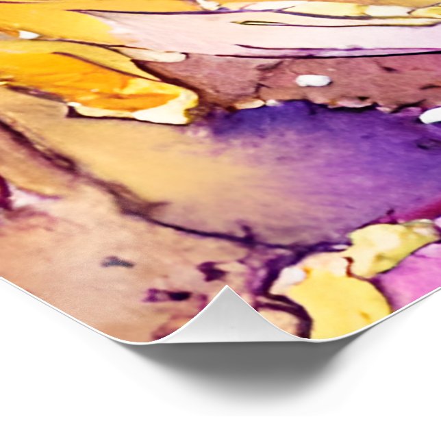 Beautiful Boho Pink and Gold Floral Pattern Poster (Corner)