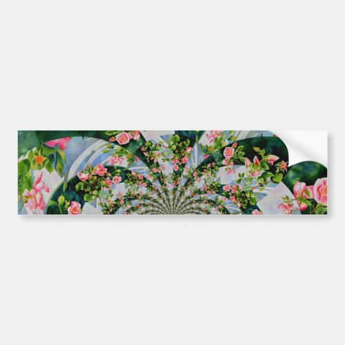 Beautiful boho pink red roses watercolor floral bumper sticker