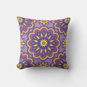 Beautiful Boho Purple Talavera Tile Throw Pillow