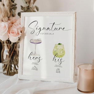 Beautiful Boho Signature Drink Wedding Bar Poster
