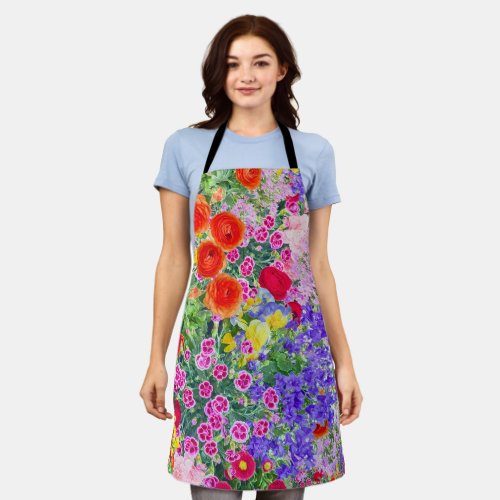 beautiful boho spring summer floral colorful apron