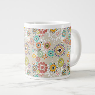 Beautiful Boho styled bright flower patterned Giant Coffee Mug