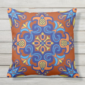 Beautiful Boho Talavera Tile Outdoor Pillow