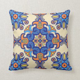 Beautiful Boho Talavera Tile Throw Pillow
