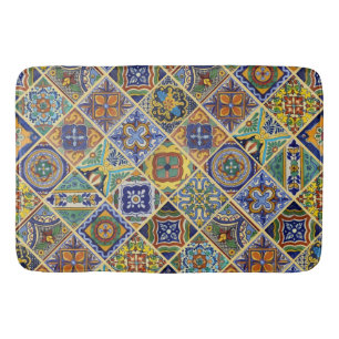 Beautiful Boho Talavera Tiles Bath Mat