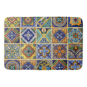 Beautiful Boho Talavera Tiles Bath Mat