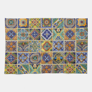 Beautiful Boho Talavera Tiles Kitchen Towel
