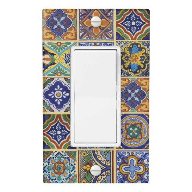 Beautiful Boho Talavera Tiles Light Switch Cover (In Situ)
