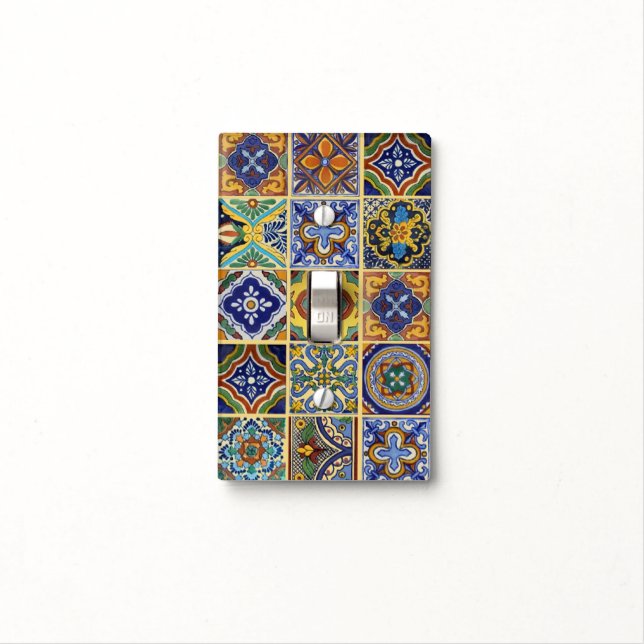 Beautiful Boho Talavera Tiles Light Switch Cover (In Situ)