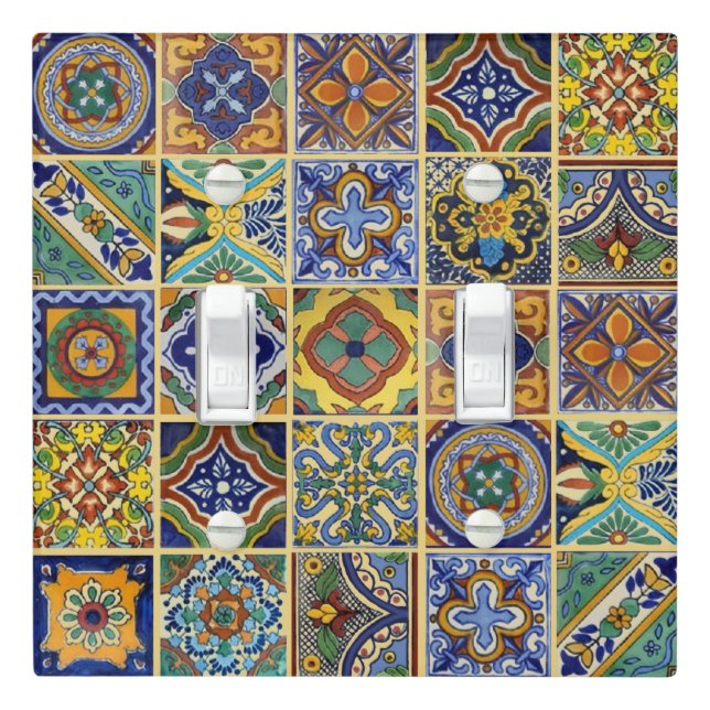 Beautiful Boho Talavera Tiles Light Switch Cover (In Situ)