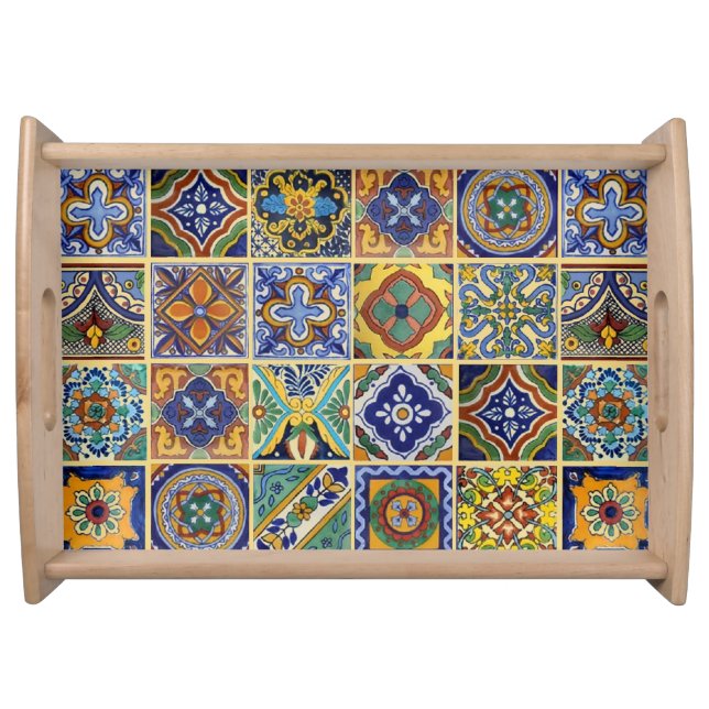 Beautiful Boho Talavera Tiles Serving Tray (Front)