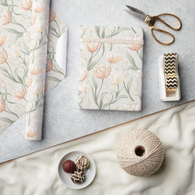 Beautiful Boho Tulip Flower Wrapping Paper (Crafts)