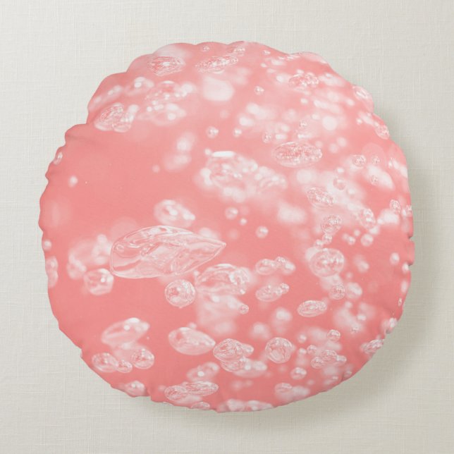 Beautiful bokeh air bubble abstract light pink pas round pillow (Front)