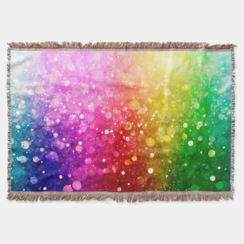 Beautiful Bokeh Modern Glitter Rainbow Colors Throw Blanket