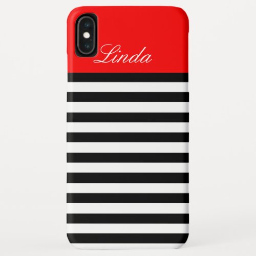 Beautiful Bold Black  White Striped On Chic Red iPhone XS Max Case