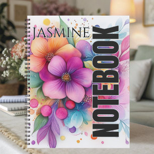 Beautiful Bold Bright Watercolor Floral Notebook