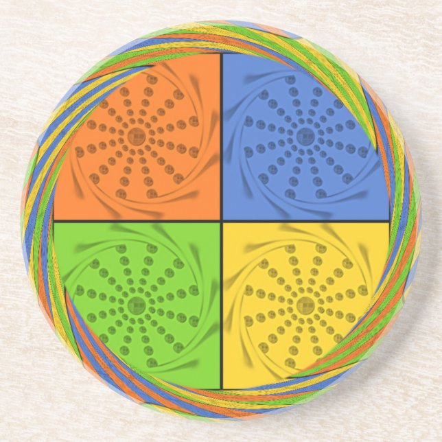 Beautiful Bold Egyptian Pattern: A Dazzling Design Sandstone Coaster (Front)