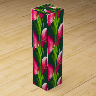 Beautiful Bold Spring Pink & Green Calla Lilly   Wine Box