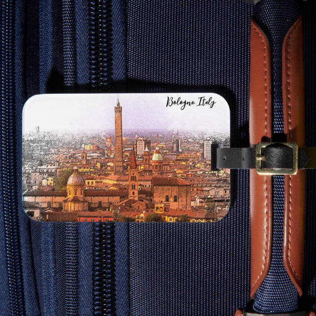 Beautiful Bologna Italy Panorama View Luggage Tag (Front Insitu 4)