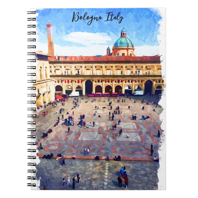 Beautiful Bologna Italy Watercolor Travel Notebook (Front)