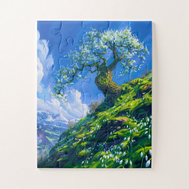 Beautiful Bonsai Tree on Spring Hill Jigsaw Puzzle (Vertical)