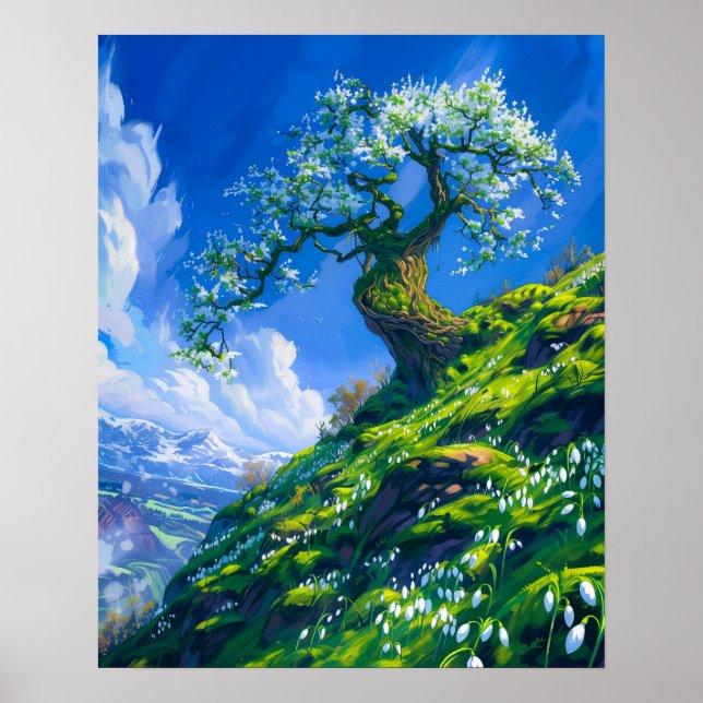 Beautiful Bonsai Tree on Spring Hill Poster (Front)