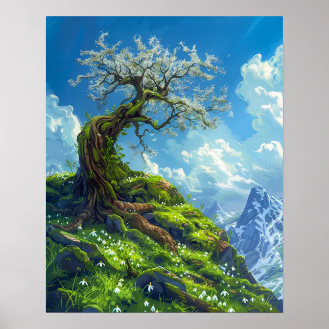 Beautiful Bonsai Tree on Spring Hill Poster | Zazzle