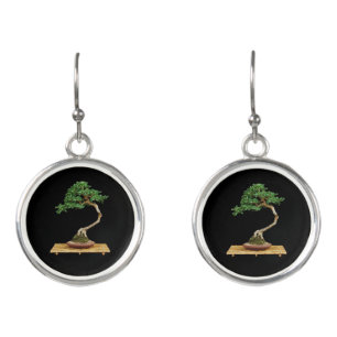 Beautiful Bonsai Tree Round Earrings