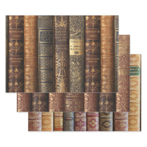 Beautiful Book Spines (Antique & Art Nouveau) Wrapping Paper Sheets