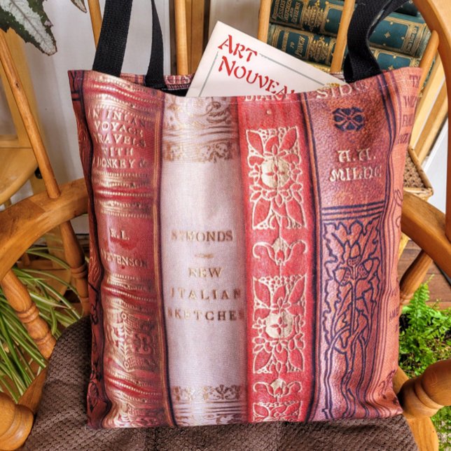 Beautiful Book Spines (Beige-Peach) Tote Bag (Creator Uploaded)