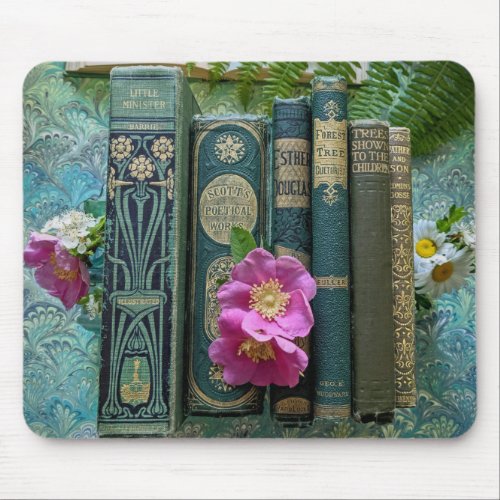 Beautiful Book Spines Green Mouse Pad