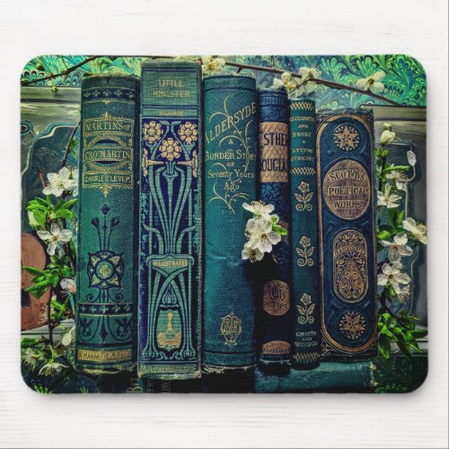 Beautiful Book Spines Green Mouse Pad